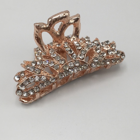 Rose Gold Crystal Hair Clip Bling Bridal Wedding Nwt